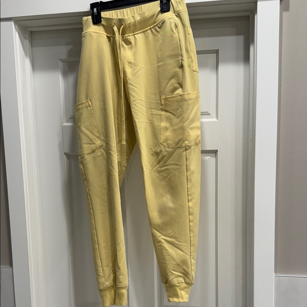 Women’s Yellow Drawstring Cargo Jogger Pants